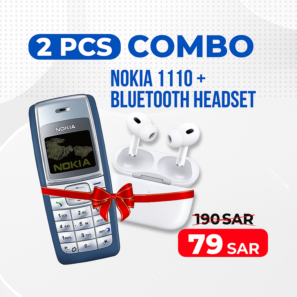 2 Pieces Combo Offer ( Nokia 1110 & Bluetooth Headset)