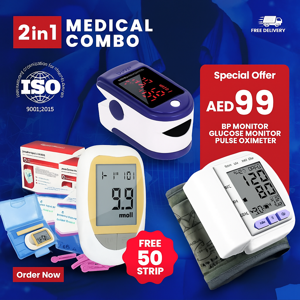 3 IN 1 Medical Combo ( Glucose Meter+Sugar Monitor +Pulse Oxi Meter)
