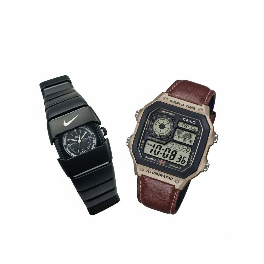 CASIO WORLD TIME WATCH & NIKE EDITION WATCH ( 1st Quality)