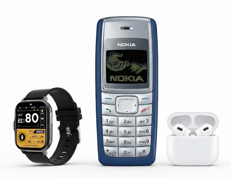 3 Pcs Offer ( Nokia 1110 & Smart Watch & Bluetooth Headset )